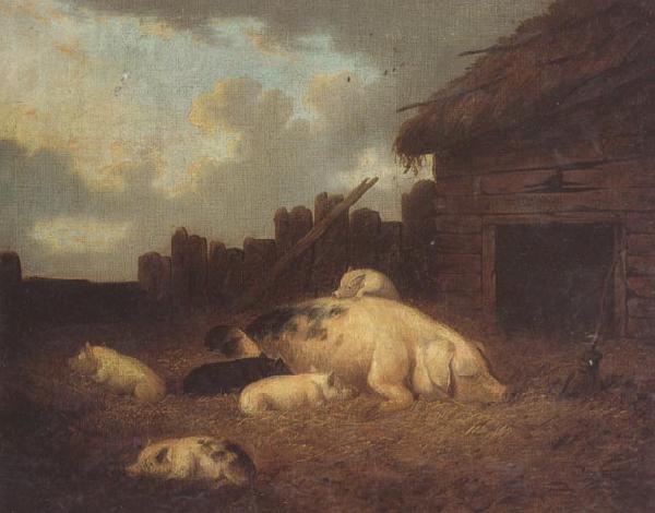 George Morland A Sow and Her Piglets in a Farmyard Germany oil painting art